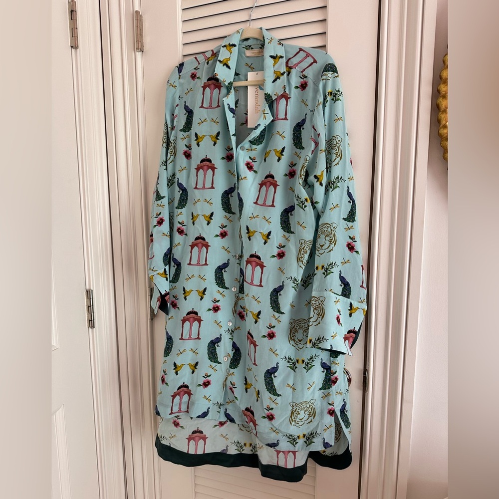Verandah Elegant Blue Patterned Midi Dress